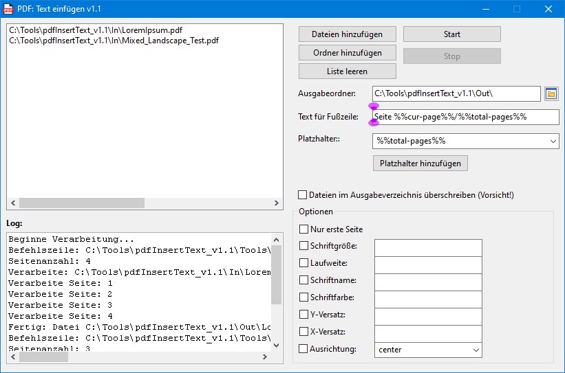 pdfTextInserter setzt Fußzeilen in PDF-Dateien ein.